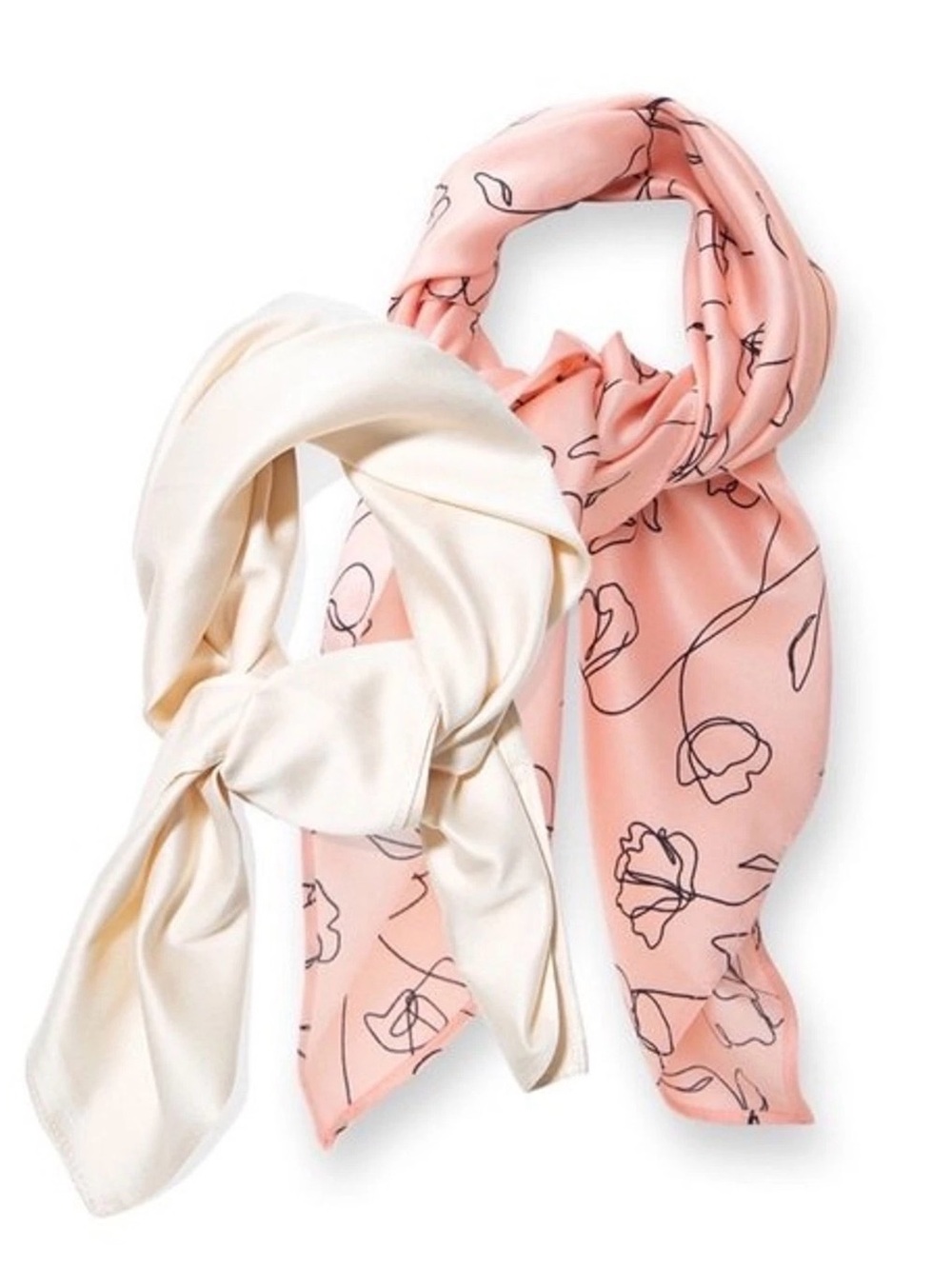 NWT Lark & Ives Live Life in Full Bloom Hair Scarf Set Pink Ivory Set of 2